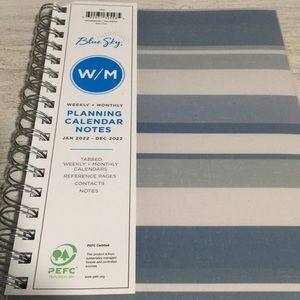 Blue Sky weekly & monthly planning calendar notes Jan-Dec 2022
